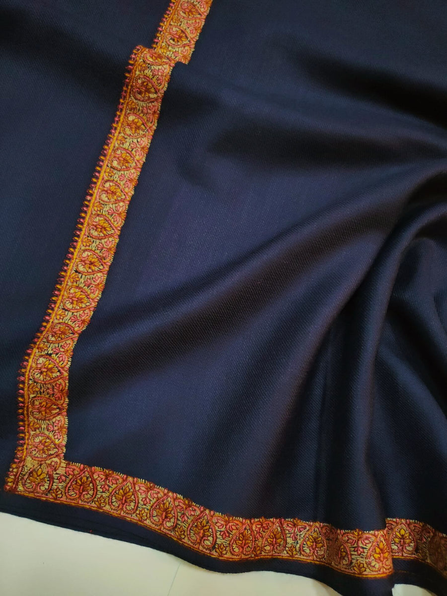 Womens Kashmiri Hand Embroidered Shawl, Border Design Work RK21150 - FaisalFabrics.pk