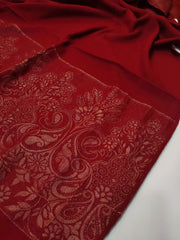 Womens Soft Wool Cashmere Shawl with Kaani Weave Border Full Size RK21151 - FaisalFabrics.pk