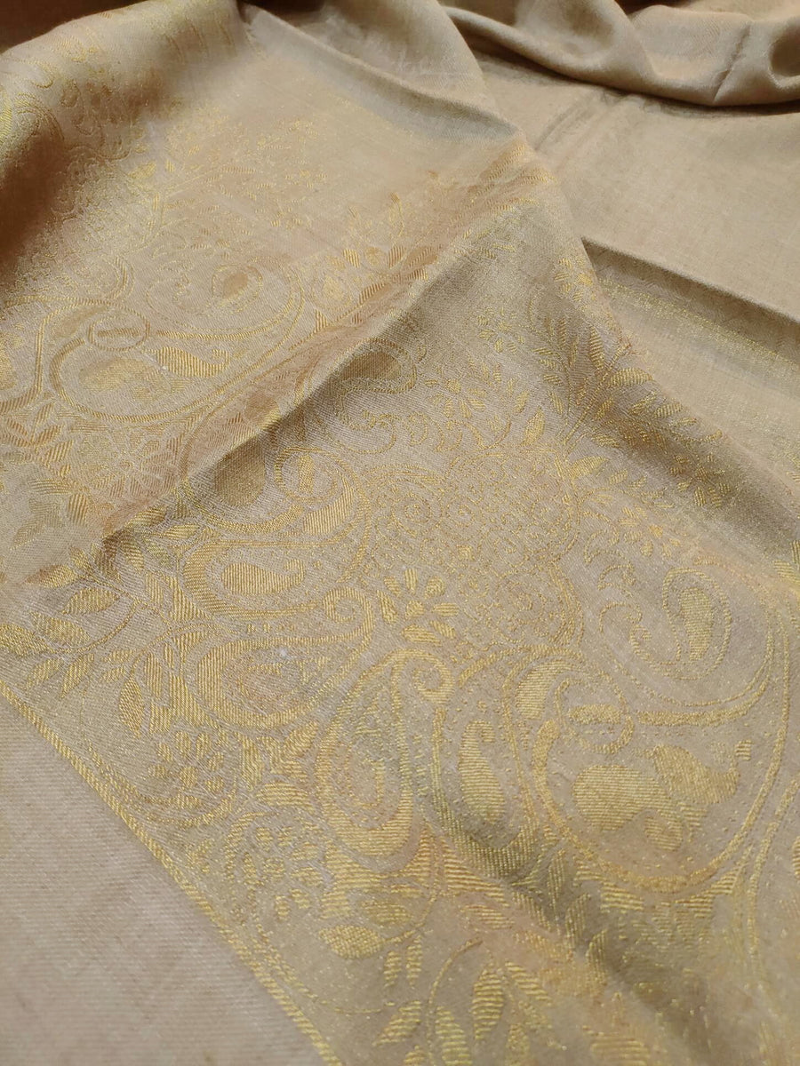 Womens Soft Wool Cashmere Shawl with Kaani Weave Border Full Size RK21152 - FaisalFabrics.pk