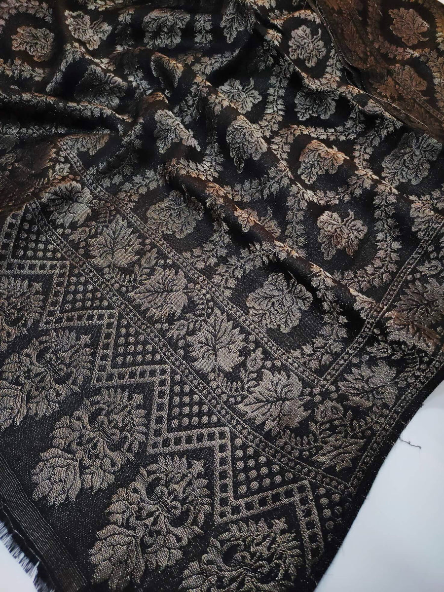 Womens Pashmina Wool Cashmere Shawl with Kaani Weave Full Size RK21156 - FaisalFabrics.pk