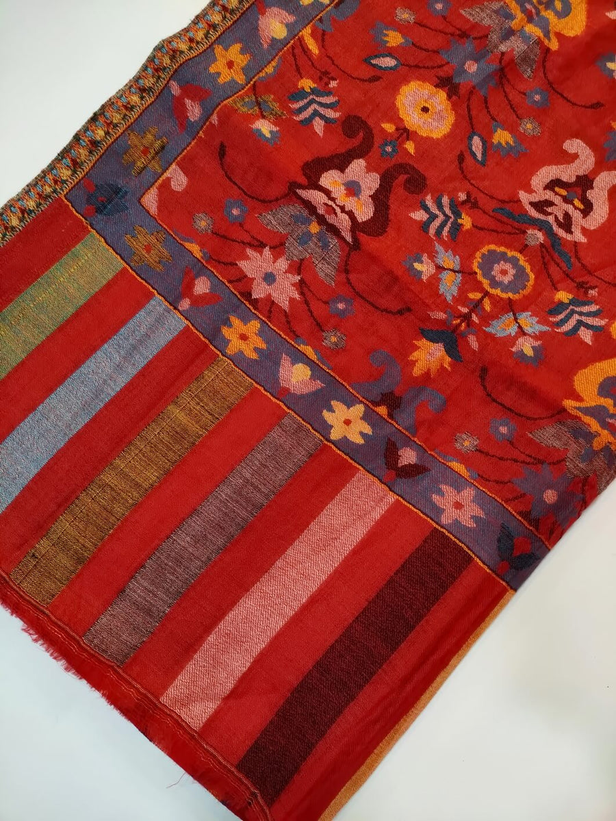 Womens Soft Wool Cashmere Shawl with Kaani Weave Full Size RK21183 - FaisalFabrics.pk