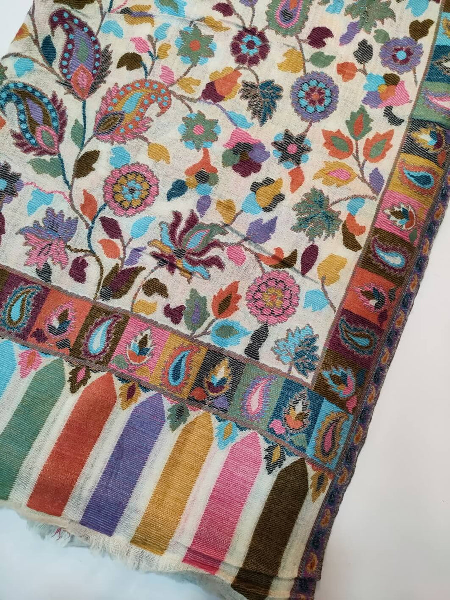 Womens Soft Wool Cashmere Shawl with Kaani Weave Full Size RK21184 - FaisalFabrics.pk