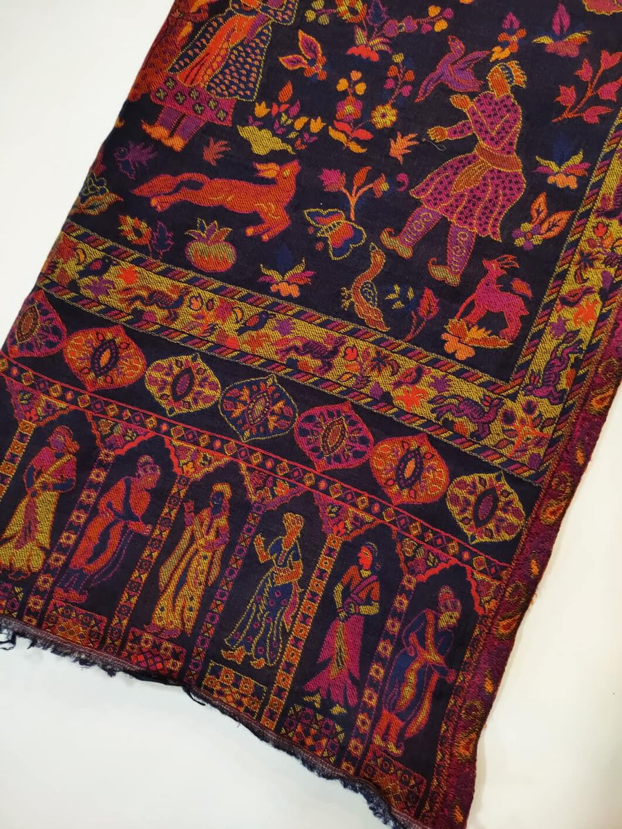 Womens Soft Wool Cashmere Shawl with Kaani Weave Full Size RK21185 - FaisalFabrics.pk