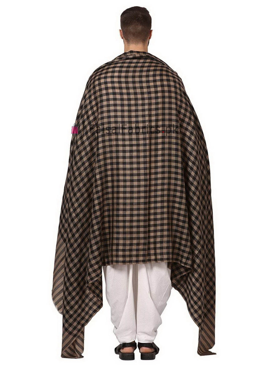 Mens Woven Check Light Weight Fine Wool Shawl RKB-C01 - FaisalFabrics.pk