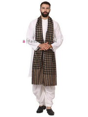 Mens Woven Check Light Weight Fine Wool Shawl RKB-C01 - FaisalFabrics.pk