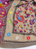 Womens Fine Wool Pashmina Hand Printed and Embroidered Shawl RKK-72 - FaisalFabrics.pk