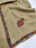 Womens Kashmiri Hand Embroidered Shawl, Border Design Work RKK-84 - FaisalFabrics.pk