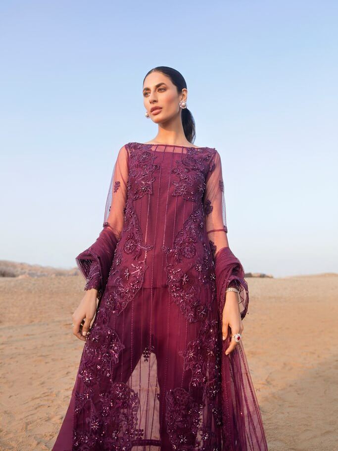 Reign Amira'a Luxury Formals Embroidered Unstitched 3PCS Suit RN-16 Leon - FaisalFabrics.pk