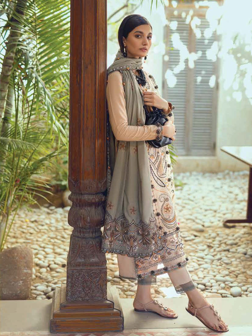 ROHEENAZ Unstitched Embroidered Linen 3Pc Suit RNZ-22-02-A KOMAL