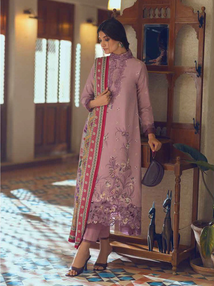 ROHEENAZ Unstitched Embroidered Linen 3Pc Suit RNZ-22-04-A ALAYHA