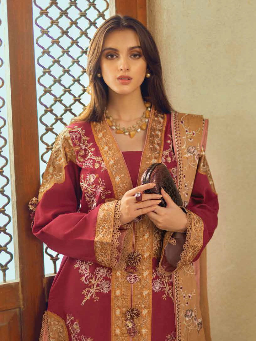 ROHEENAZ Unstitched Embroidered Khaddar 3Pc Suit RNZ-22-05-A DANEEN