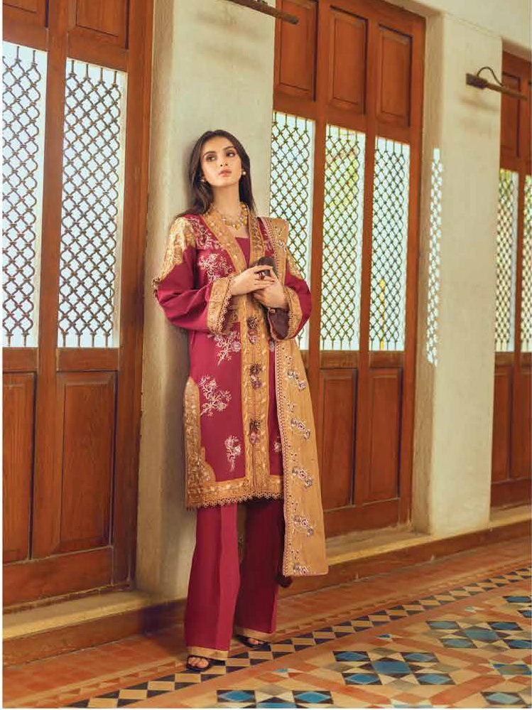ROHEENAZ Unstitched Embroidered Khaddar 3Pc Suit RNZ-22-05-A DANEEN