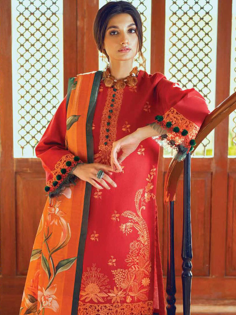 ROHEENAZ Unstitched Embroidered Khaddar 3Pc Suit RNZ-22-06-A AYLEEN