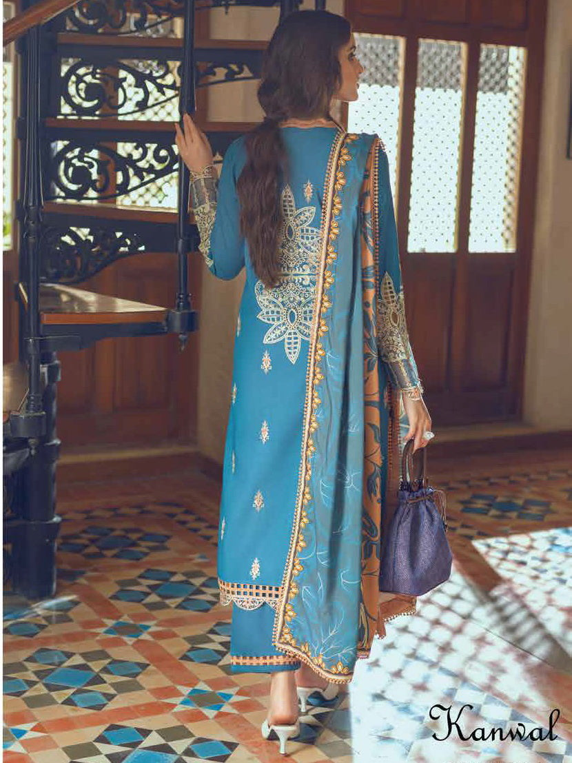 ROHEENAZ Unstitched Embroidered Linen 3Pc Suit RNZ-22-07-A KANWAL