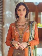 ROHEENAZ Unstitched Embroidered Linen 3Pc Suit RNZ-22-08-A HUMNA