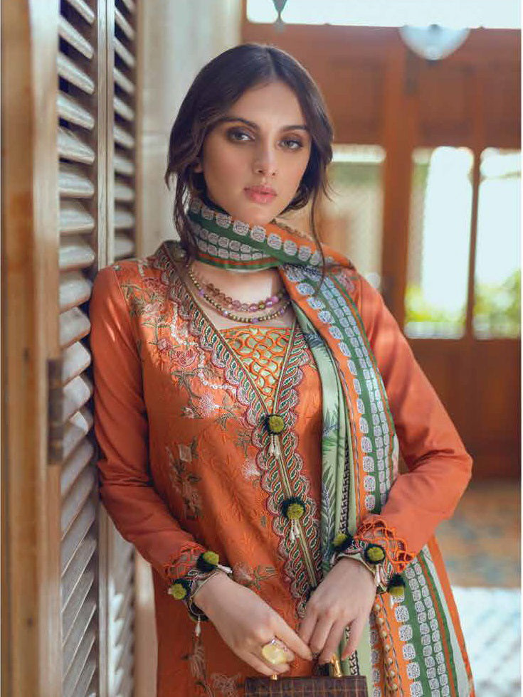 ROHEENAZ Unstitched Embroidered Linen 3Pc Suit RNZ-22-08-A HUMNA