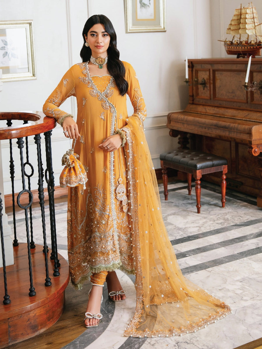 ROHEENAZ Luxury Kalidaar Chiffon Unstitched 3Pc Suit RNZ22-06 Chameli