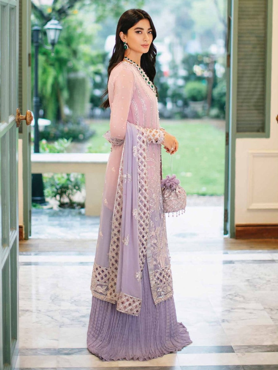 ROHEENAZ Luxury Kalidaar Chiffon Unstitched 3Pc Suit RNZ22-07 Alisha