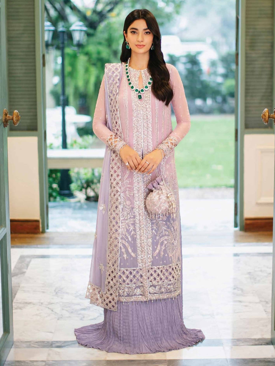 ROHEENAZ Luxury Kalidaar Chiffon Unstitched 3Pc Suit RNZ22-07 Alisha