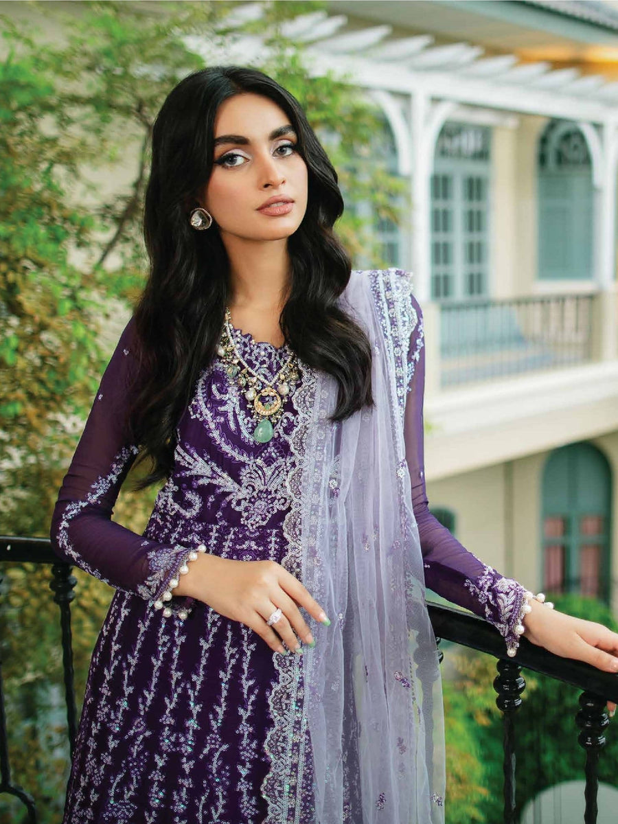 ROHEENAZ Luxury Kalidaar Chiffon Unstitched 3Pc Suit RNZ22-08 Amaya