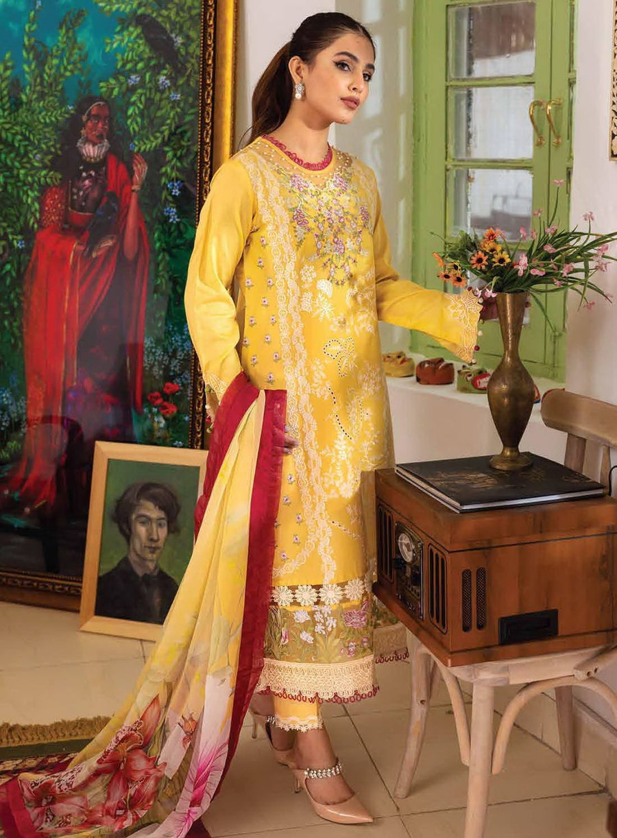 Roheenaz Tabeer Embroidered Lawn Unstitched 3 Piece Suit RNZ23-06-A