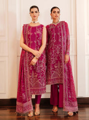 FARASHA Lueur Unstitched Embroidered Luxury Chiffon Suit 07-ROSETTE