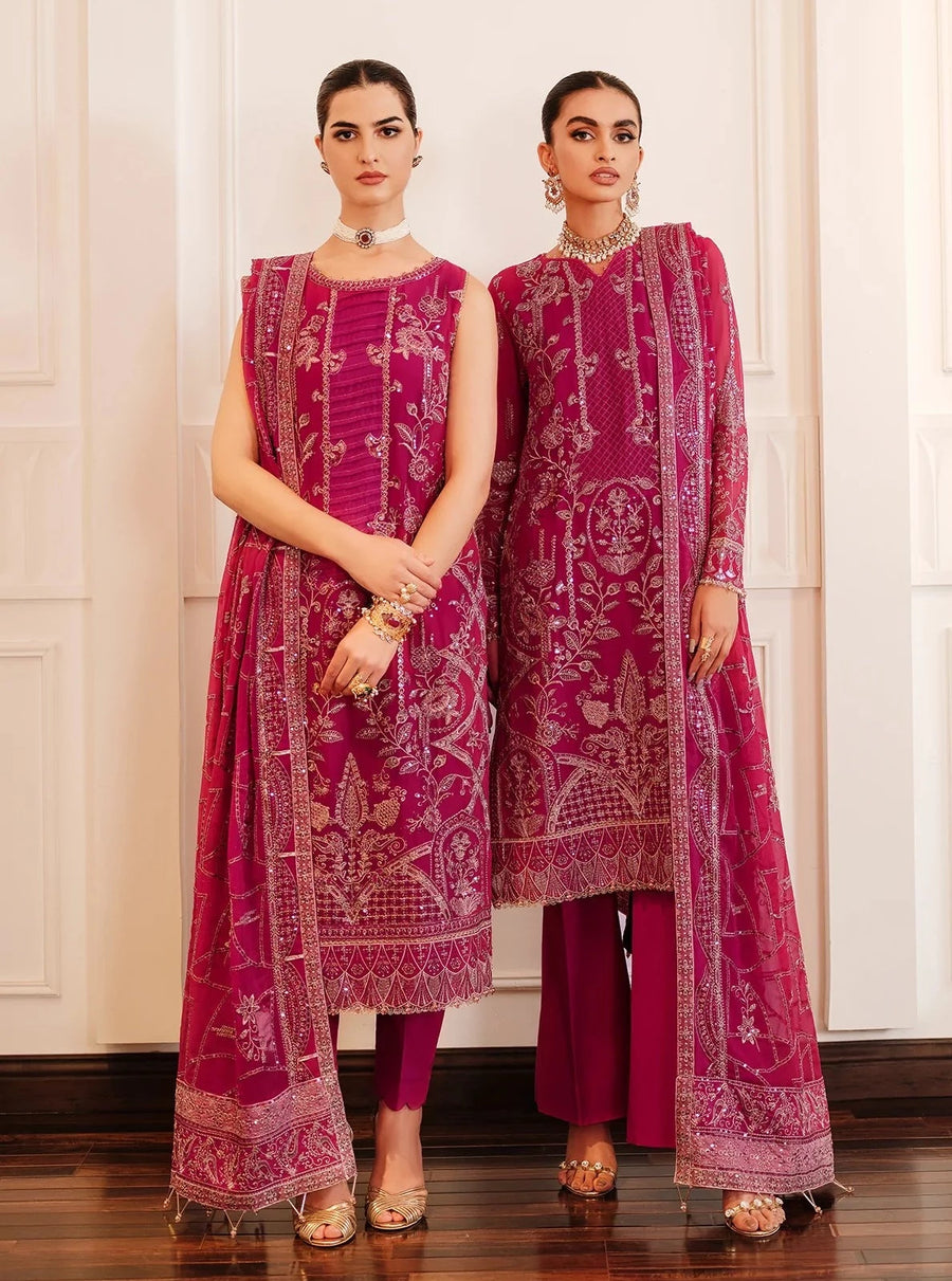 FARASHA Lueur Unstitched Embroidered Luxury Chiffon Suit 07-ROSETTE