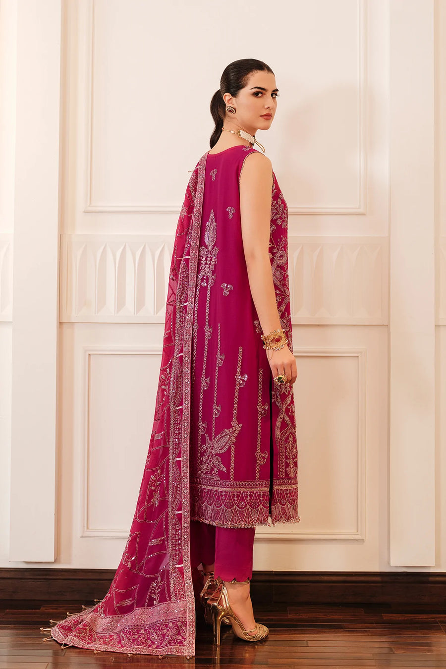 FARASHA Lueur Unstitched Embroidered Luxury Chiffon Suit 07-ROSETTE