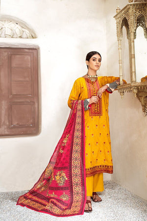 Rang Rasiya Mahi Viscose Fall Winter Embroidered 3pc Suit D-624 CANARY - FaisalFabrics.pk