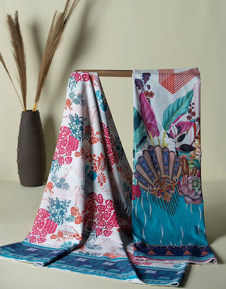 SIFA Unstitched Printed Roll Fabric Lawn - (RS-22) FIDDLE LEAF