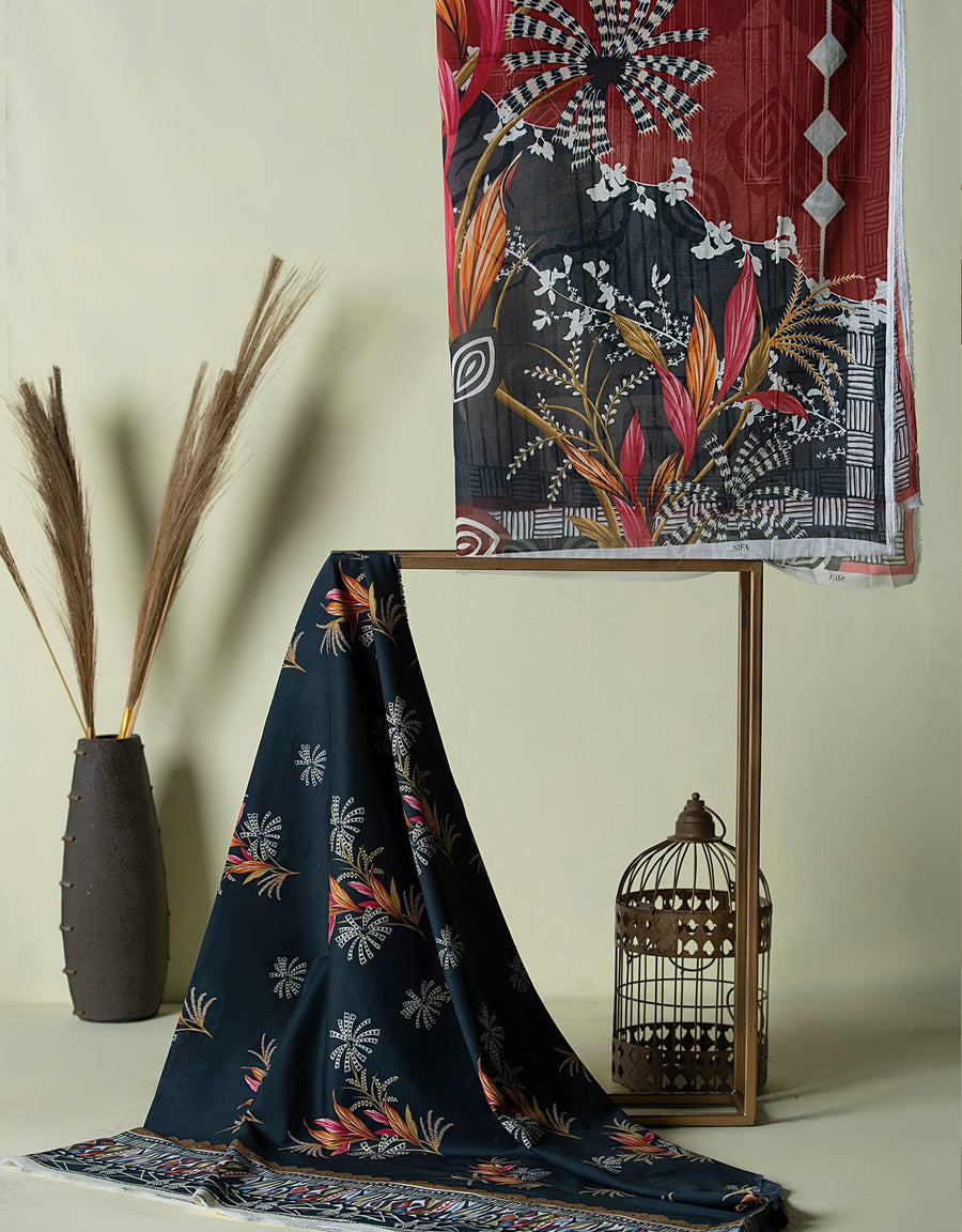 SIFA Unstitched Printed Roll Fabric Lawn - (RS-24) DARKNESS PRIDE