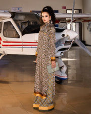 Maria Osama Khan Retro Ready to Wear 2 Piece Suit - MOON FLOWER