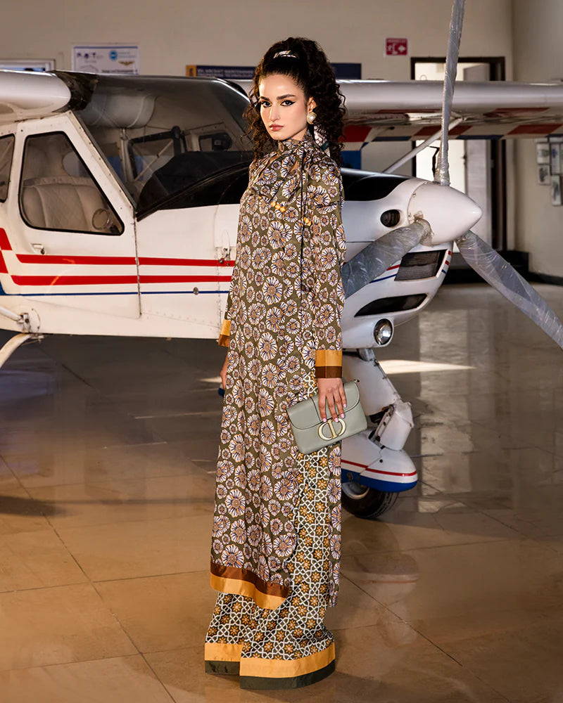Maria Osama Khan Retro Ready to Wear 2 Piece Suit - MOON FLOWER