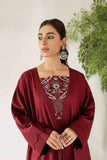 Nuriyaa Winter Tale Embroidered Pret Slub Khaddar 1pc Shirt - RUBY - FaisalFabrics.pk
