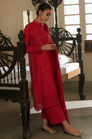 Cross Stitch Chikankari Lawn Unstitched 3 Piece Suit - RUBY RED