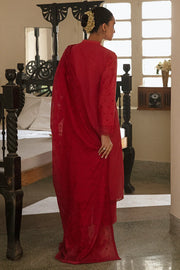 Cross Stitch Chikankari Lawn Unstitched 3 Piece Suit - RUBY RED