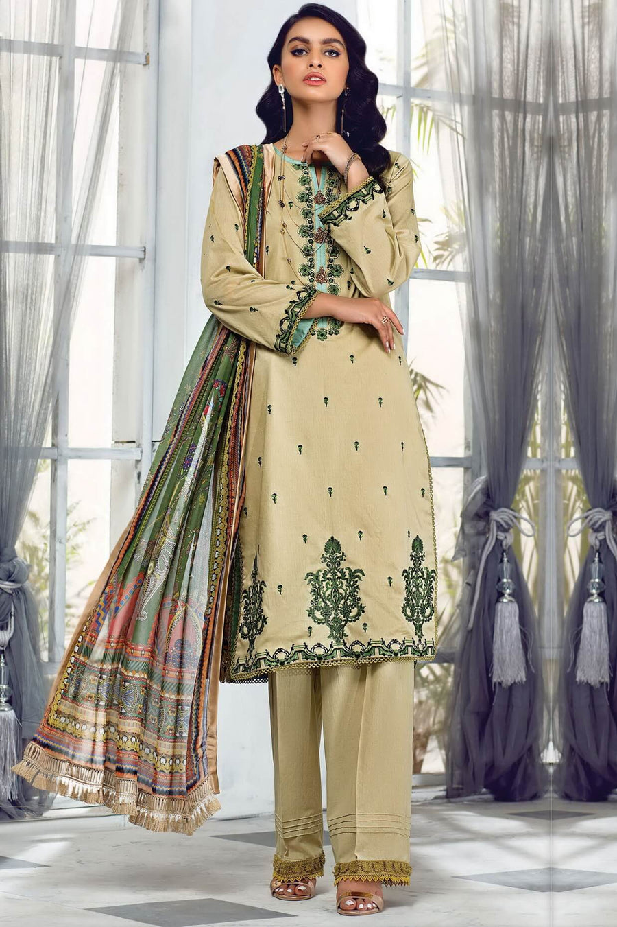 Sehr by Raaya Pre-Eid collection 2021 Unstitched 3Pc Suit RS-D02 - FaisalFabrics.pk