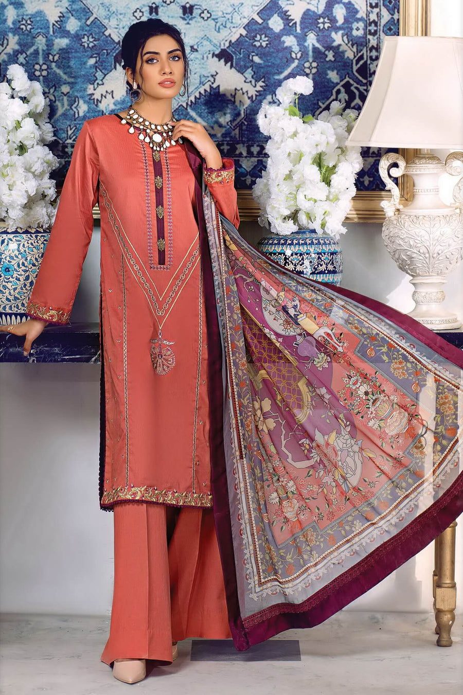 Sehr by Raaya Pre-Eid collection 2021 Unstitched 3Pc Suit RS-D13 - FaisalFabrics.pk