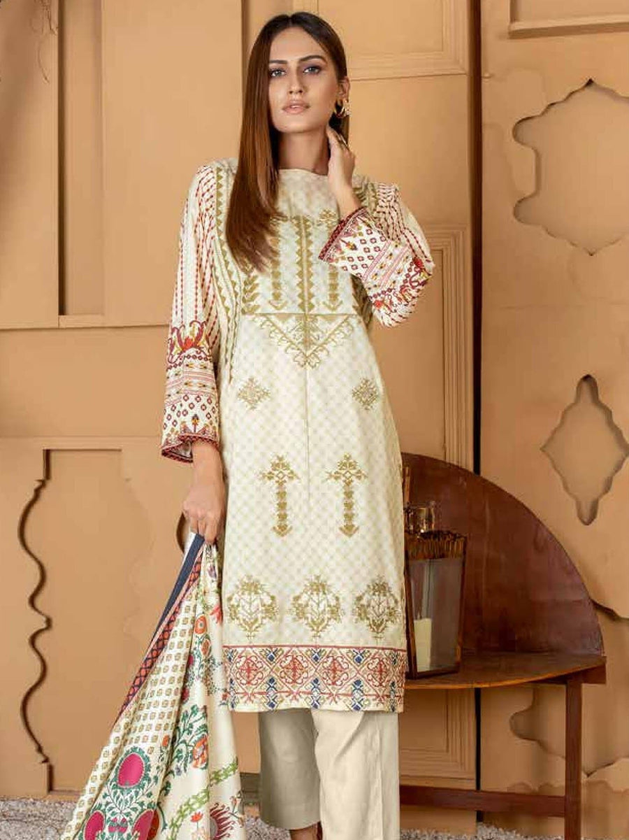 RAAYA Winter'21 Embroidered Linen Unstitched 3PC Suit D-04 Mehtab - FaisalFabrics.pk
