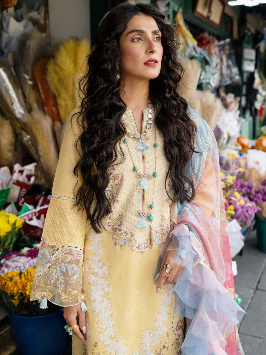 Mushq Lawana Embroidered Luxury Lawn Unstitched 3Pc Suit MSL-23-12 Rada