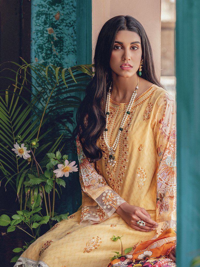 RajBari Premium Festive Embroidered Lawn Collection 2020 3pc Suit D-3B - FaisalFabrics.pk