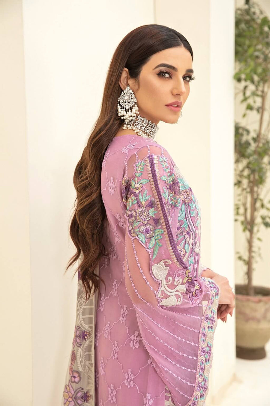 Ramsha Chevron Vol-03 Luxury Chiffon Collection 2021 3pc Suit A-301 - FaisalFabrics.pk