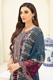 Ramsha Chevron Vol-03 Luxury Chiffon Collection 2021 3pc Suit A-303 - FaisalFabrics.pk