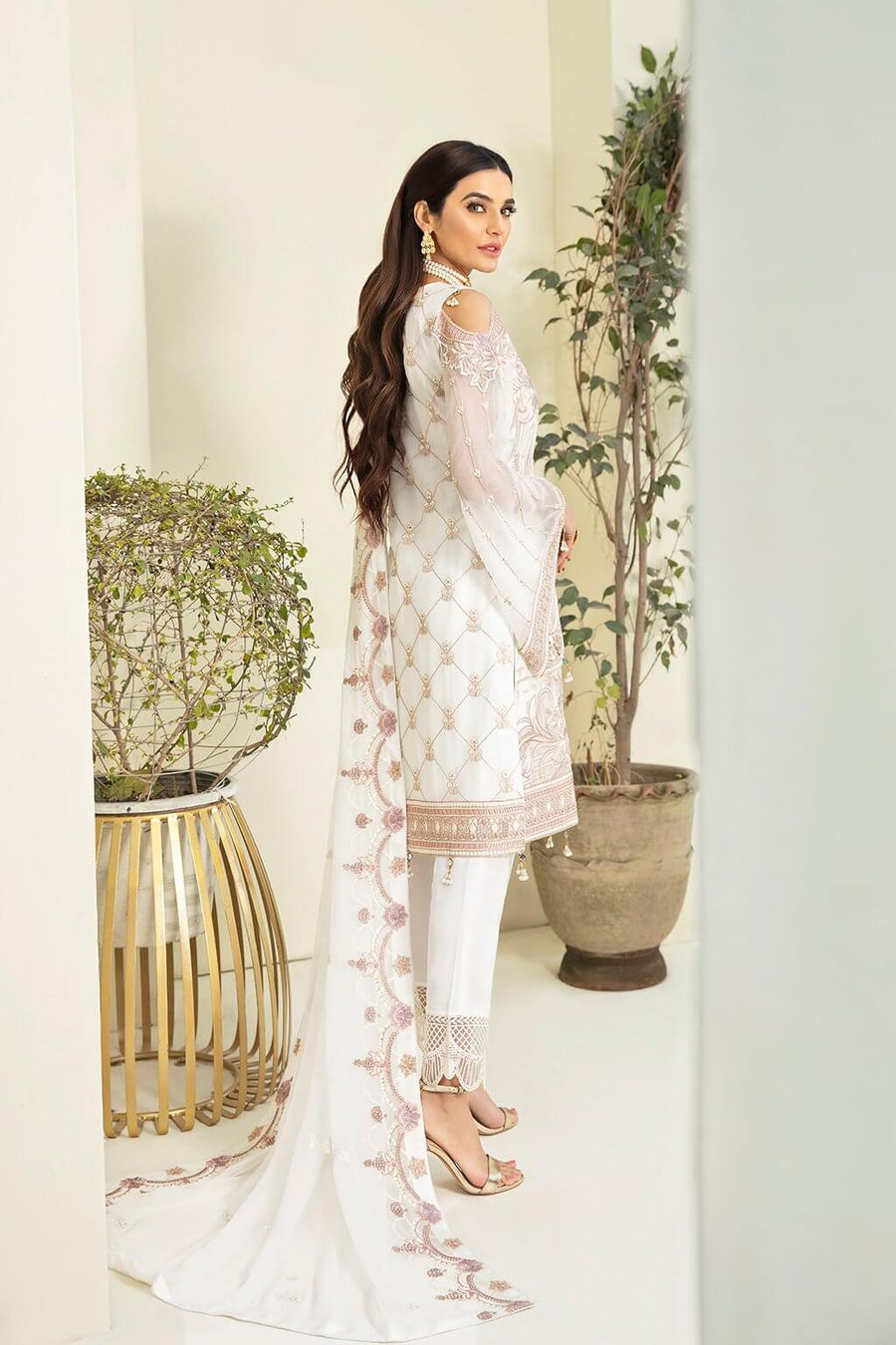 Ramsha Chevron Vol-03 Luxury Chiffon Collection 2021 3pc Suit A-304 - FaisalFabrics.pk