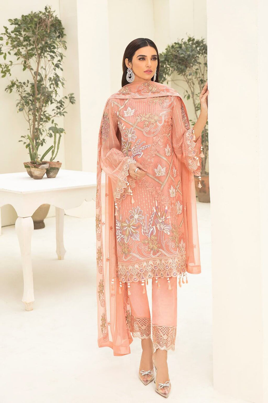 Ramsha Chevron Vol-03 Luxury Chiffon Collection 2021 3pc Suit A-310 - FaisalFabrics.pk
