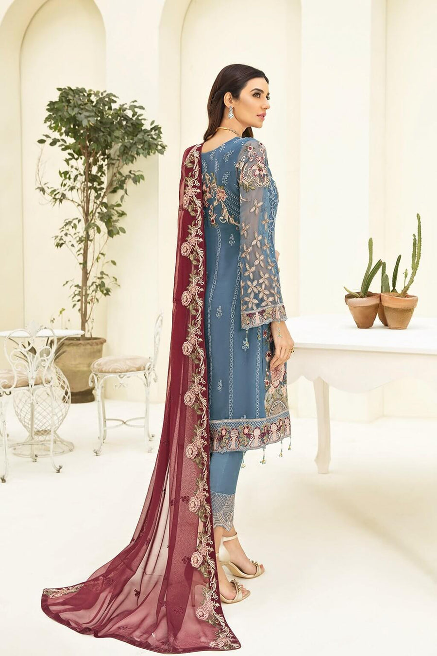 Ramsha Chevron Vol-03 Luxury Chiffon Collection 2021 3pc Suit A-311 - FaisalFabrics.pk