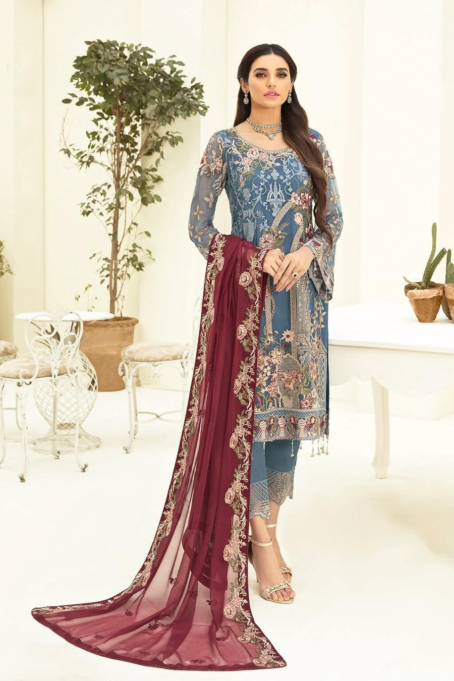 Ramsha Chevron Vol-03 Luxury Chiffon Collection 2021 3pc Suit A-311 - FaisalFabrics.pk