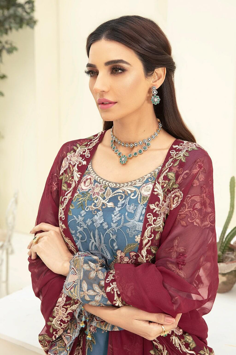 Ramsha Chevron Vol-03 Luxury Chiffon Collection 2021 3pc Suit A-311 - FaisalFabrics.pk