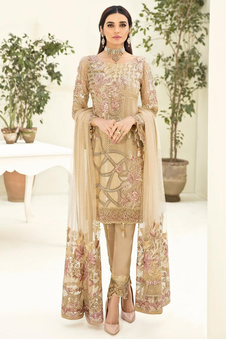 Ramsha Chevron Vol-03 Luxury Chiffon Collection 2021 3pc Suit A-312 - FaisalFabrics.pk
