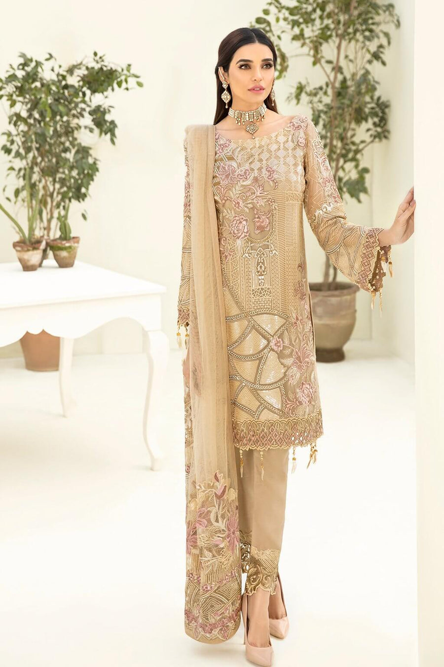 Ramsha Chevron Vol-03 Luxury Chiffon Collection 2021 3pc Suit A-312 - FaisalFabrics.pk